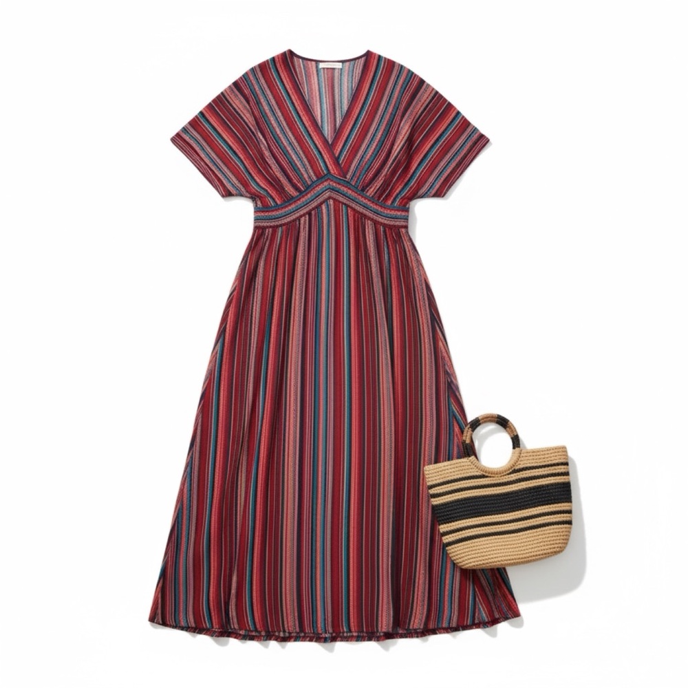 BloomChic Striped Contrast Dolman
Sleeve Shirred Pocket Split Flutter Dress 22